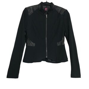 2B Bebe Black Faux Leather Full Zip Lined Moto Jacket Womens Sz S Bikercore